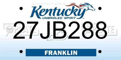 27JB288 Kentucky License Plate