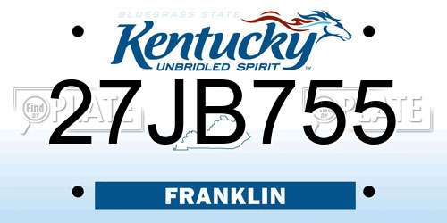 27JB755 Kentucky License Plate