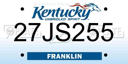 27JS255 Kentucky License Plate
