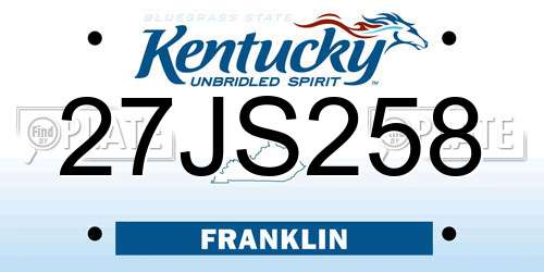 27JS258 Kentucky License Plate