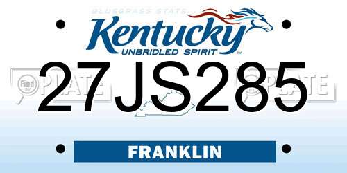 27JS285 Kentucky License Plate
