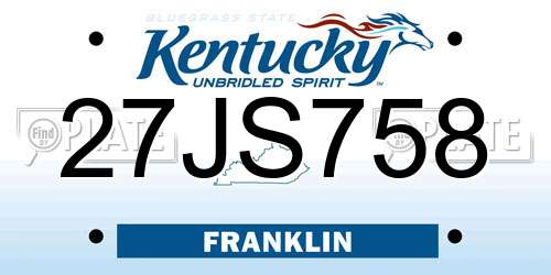 27JS758 Kentucky License Plate