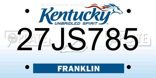 27JS785 Kentucky License Plate