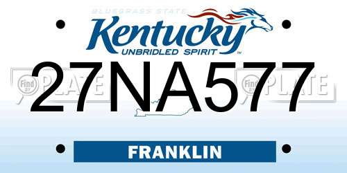 27NA577 Kentucky License Plate