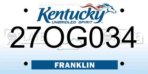 27OG034 Kentucky License Plate