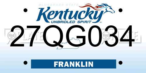 27QG034 Kentucky License Plate