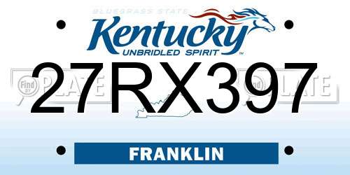 27RX397 Kentucky License Plate