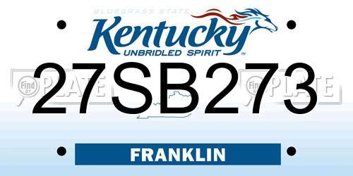 27SB273 Kentucky License Plate