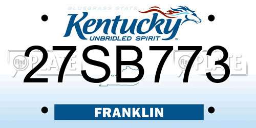 27SB773 Kentucky License Plate