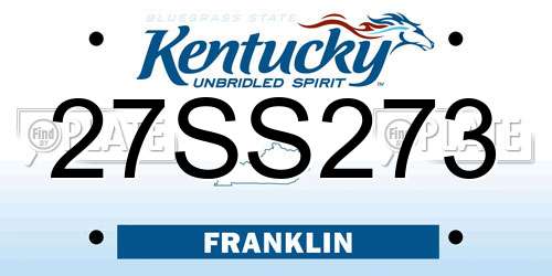27SS273 Kentucky License Plate