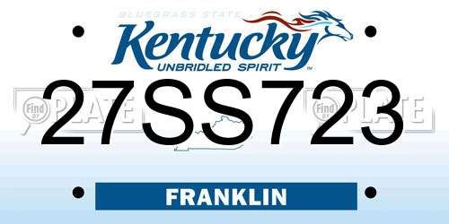 27SS723 Kentucky License Plate
