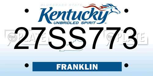 27SS773 Kentucky License Plate