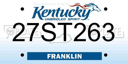 27ST263 Kentucky License Plate
