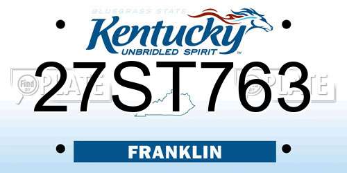 27ST763 Kentucky License Plate