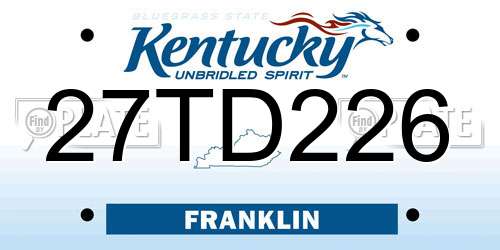 27TD226 Kentucky License Plate