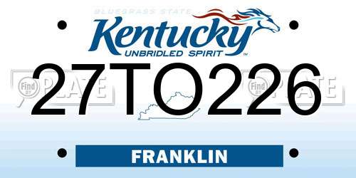 27TO226 Kentucky License Plate