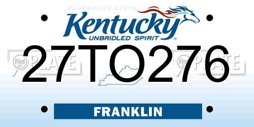 27TO276 Kentucky License Plate