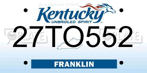 27TO552 Kentucky License Plate