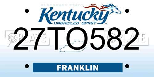27TO582 Kentucky License Plate