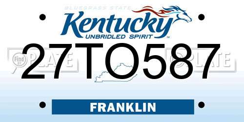 27TO587 Kentucky License Plate