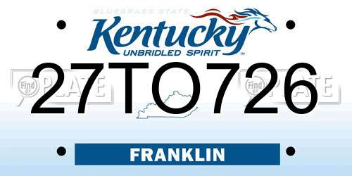 27TO726 Kentucky License Plate