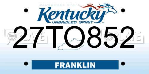 27TO852 Kentucky License Plate