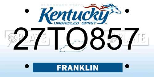 27TO857 Kentucky License Plate