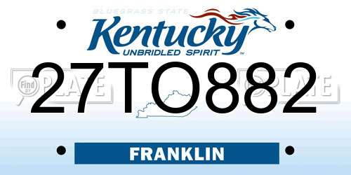 27TO882 Kentucky License Plate