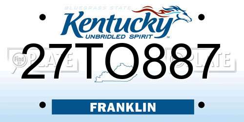 27TO887 Kentucky License Plate