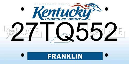 27TQ552 Kentucky License Plate