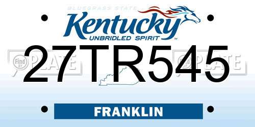 27TR545 Kentucky License Plate