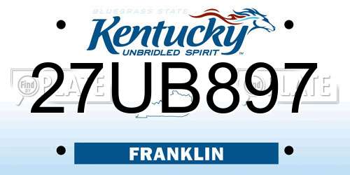 27UB897 Kentucky License Plate