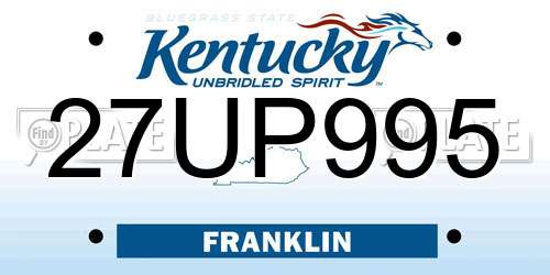 27UP995 Kentucky License Plate