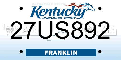 27US892 Kentucky License Plate