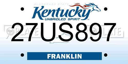 27US897 Kentucky License Plate