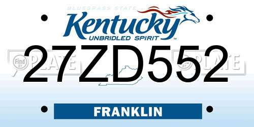 27ZD552 Kentucky License Plate