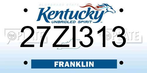 27ZI313 Kentucky License Plate