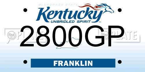 2800GP Kentucky License Plate