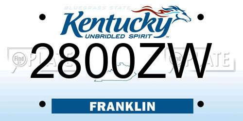 2800ZW Kentucky License Plate