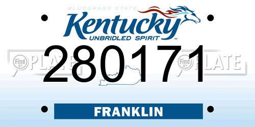 280171 Kentucky License Plate