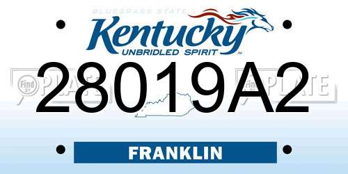 28019A2 Kentucky License Plate