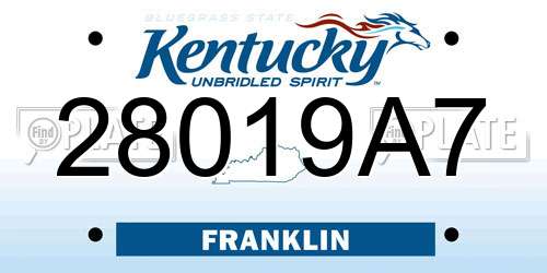 28019A7 Kentucky License Plate