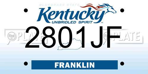 2801JF Kentucky License Plate