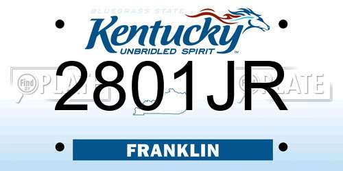 2801JR Kentucky License Plate