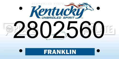 2802560 Kentucky License Plate