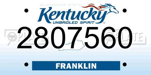 2807560 Kentucky License Plate
