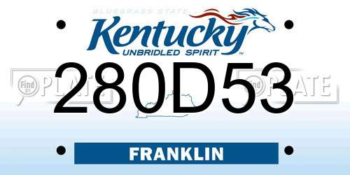 280D53 Kentucky License Plate