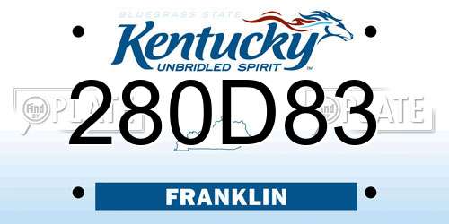 280D83 Kentucky License Plate