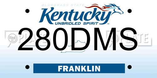 280DMS Kentucky License Plate