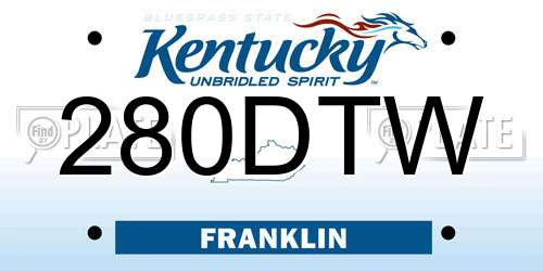 280DTW Kentucky License Plate